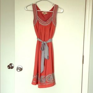 Pink and silver tie-waist dress